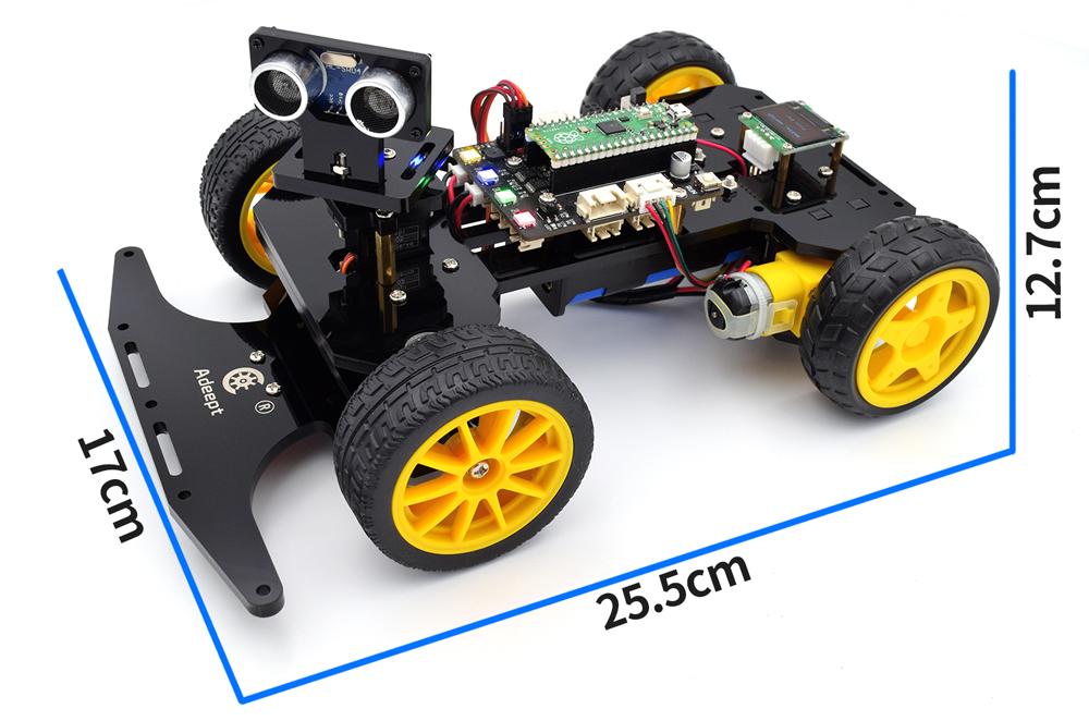 Adeept Smart RC Car Kit for RPi Pico w/ Line Tracking, Obstacle Avoidance, Display - Click to Enlarge