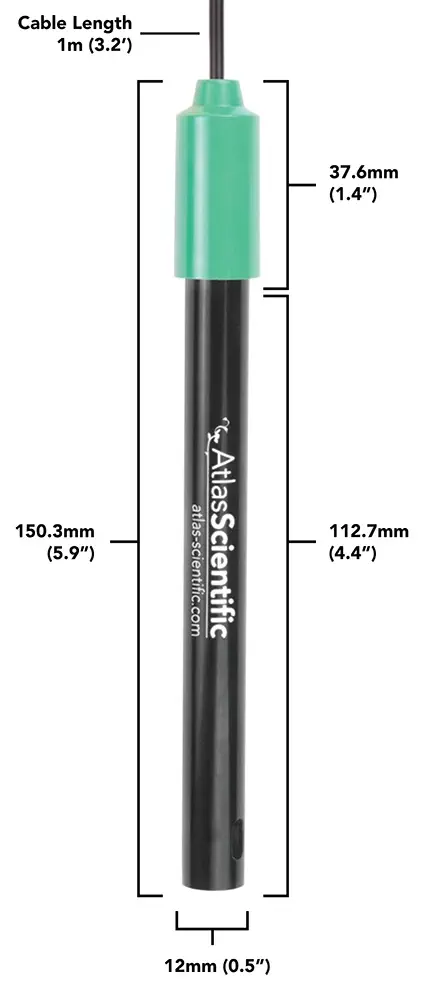 Conductivity Probe K 1.0 with SMA to BNC Adapter - Dimensions