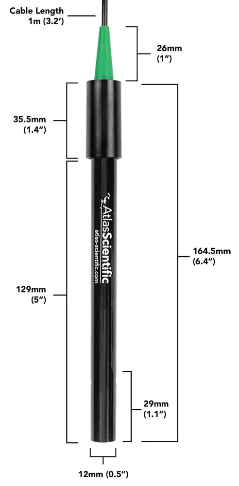 Conductivity Probe K 10 with SMA to BNC Adapter - Dimensions