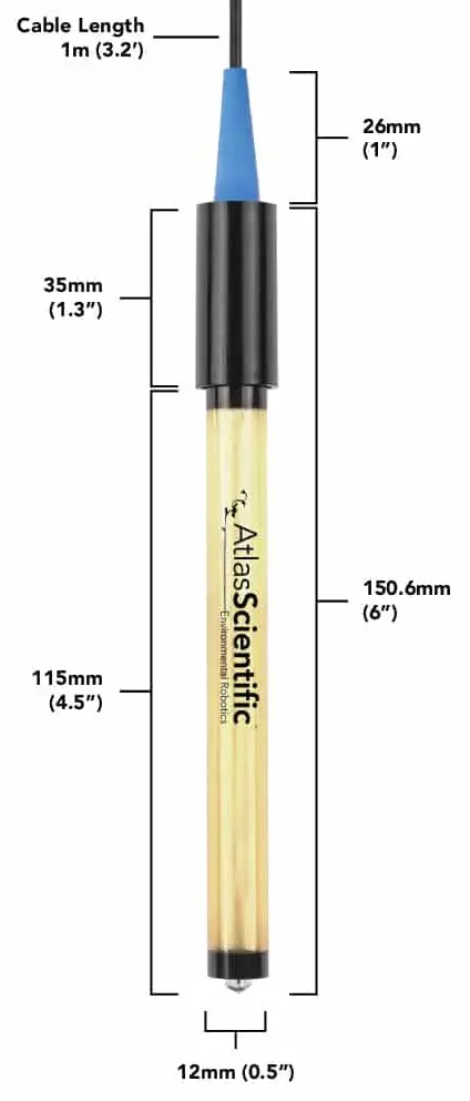 Lab Grade ORP Probe Dimensions - Dimensions