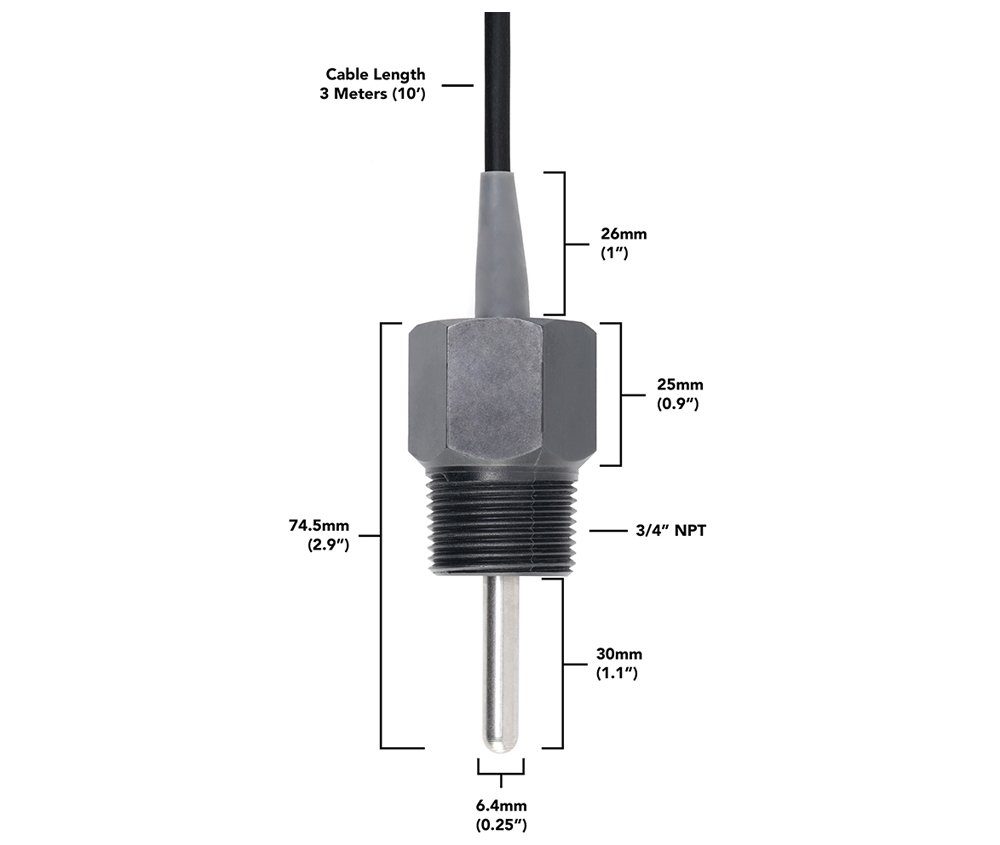 Sonde de température industrielle PT-1000 - Cliquez pour agrandir