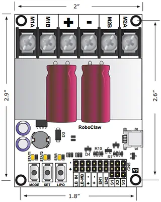 RoboClaw 2x30A, 6-34VDC Regeneratieve Motorregelaar