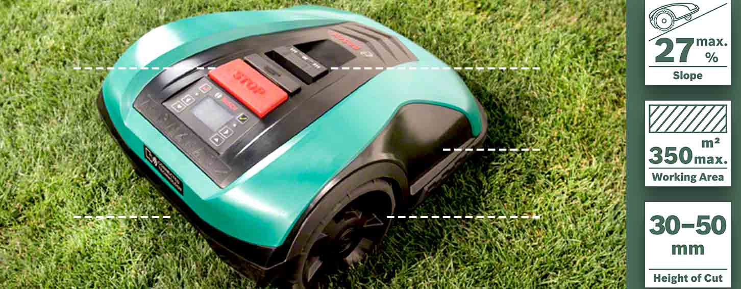 Bosch Indego 350 Automatischer Roboter-Rasenmäher - Zum Vergrößern klicken