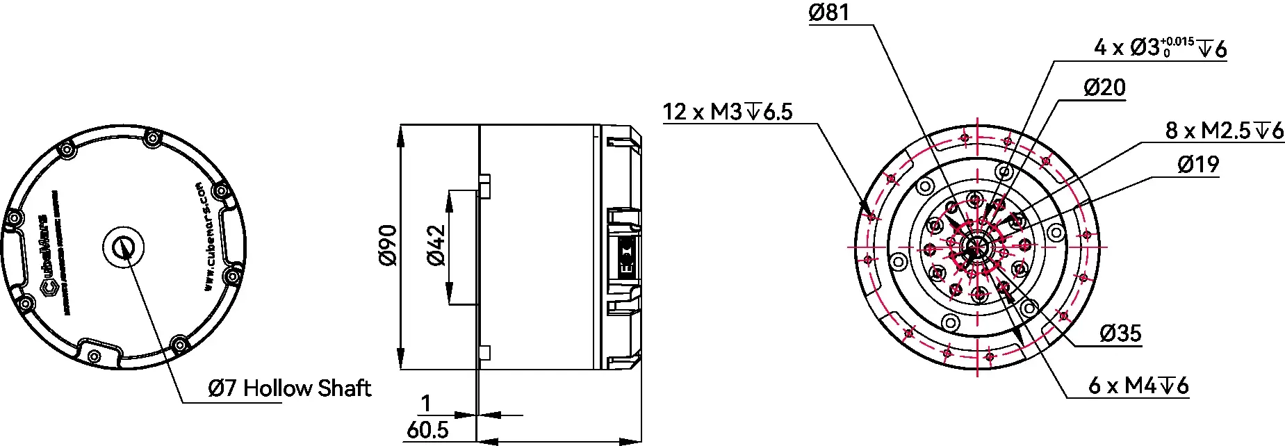 AKH70-16 KV41 Robotic Actuator - Dimensions