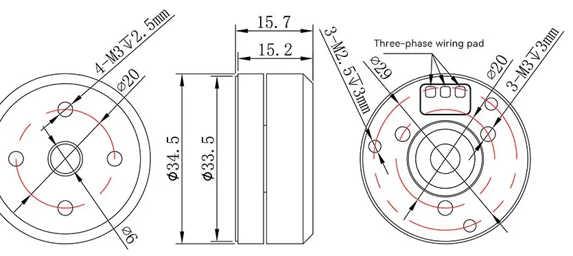 Dessin Technique du Moteur de Cardan GL30 KV290 - Dimensions