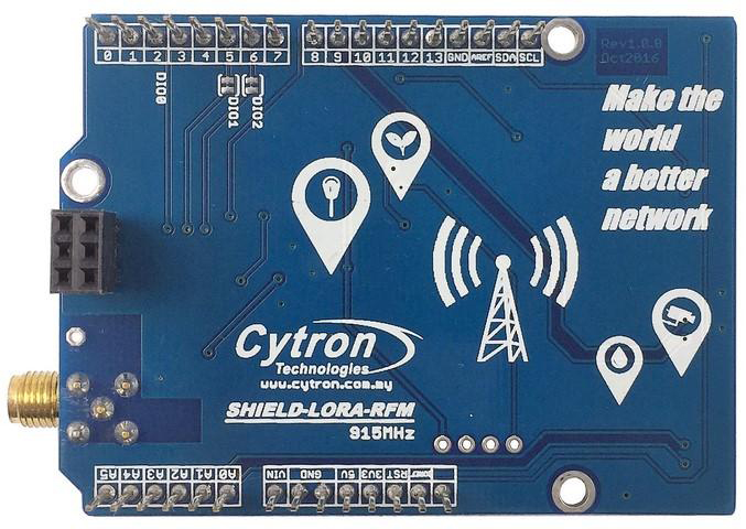 Shield del Transceptor de Largo Alcance LoRa/RFM 915 MHz (América del Norte) – Haga clic para ampliar