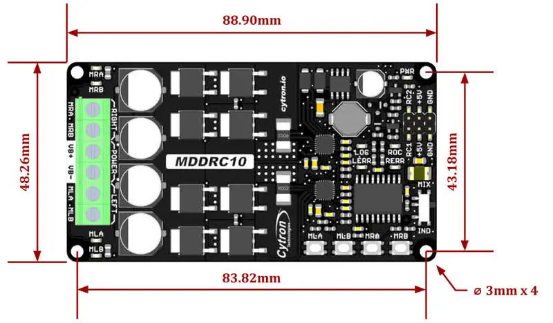 Controlador Dual de Motor DC 10A 7V-30V R/C de Cytron - Haga Clic para Ampliar