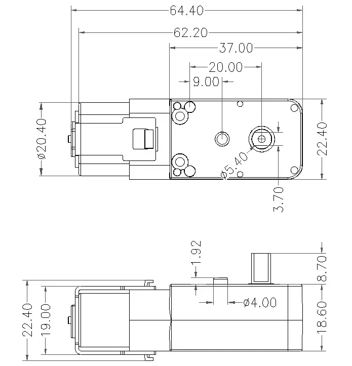 3V-6V 200 RPM Semi-metalen DC-versnellingsbakmotor met hoog koppel 1:90 Enkele As