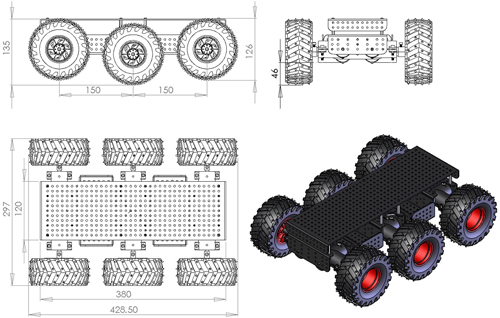 Dagu Wild Thumper 6WD chassis voor alle terreinen - Klik om te vergroten
