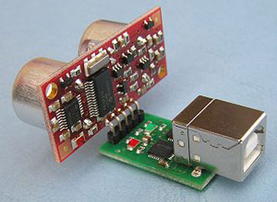 Le SRF08 se combine avec le USB-I2C pour créer un capteur de distance ultrason USB