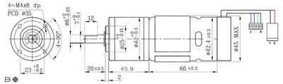 Moteur à engrenages 24 V avec encodeurs de Devantech 49:1 (cliquez pour agrandir)