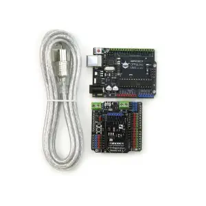 DFRduino UNO R3 avec blindage d'expansion E/S et câble USB A-B