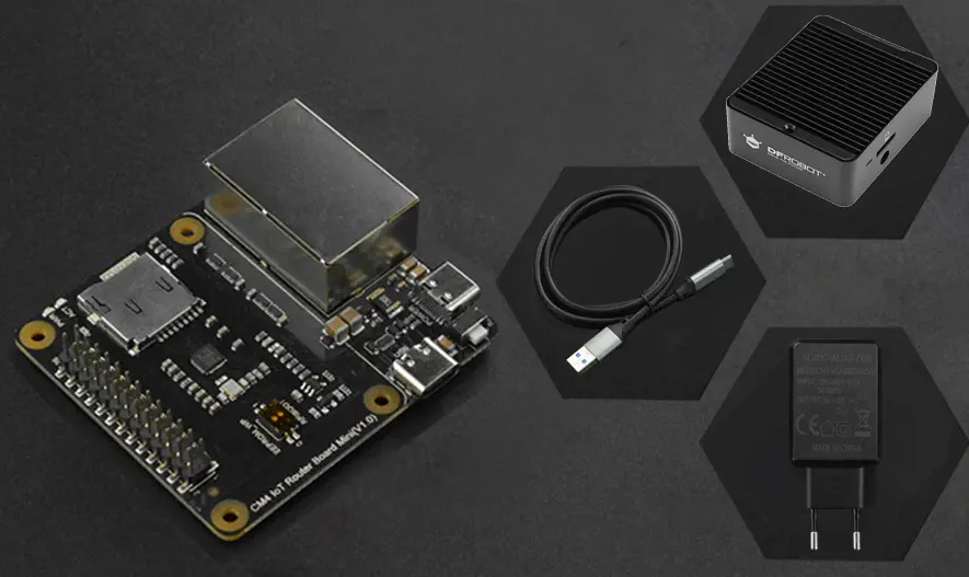 Raspberry Pi CM4 IoT Router Carrier Board avec Boîtier - Pièces recadrées