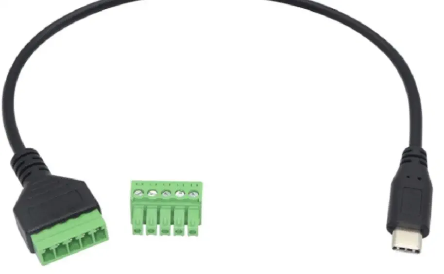 5-Pin Type-C Male to Solderless Terminal Power Cable - Dimensions cropped