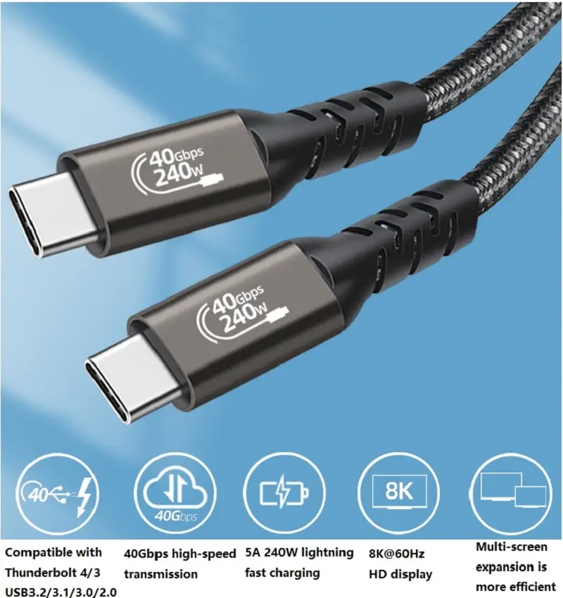 USB4 Gen3 240W/40Gbps Cable Compatible with LattePanda Sigma - Dimensions cropped