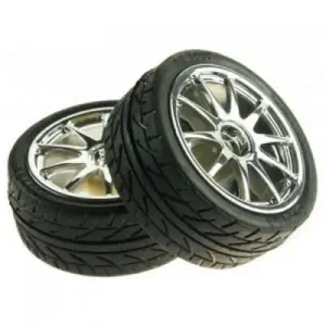 Paire de Roues 65mm en Caoutchouc - Argent