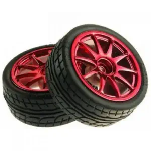 Paire de Roues 65mm en Caoutchouc - Rouge