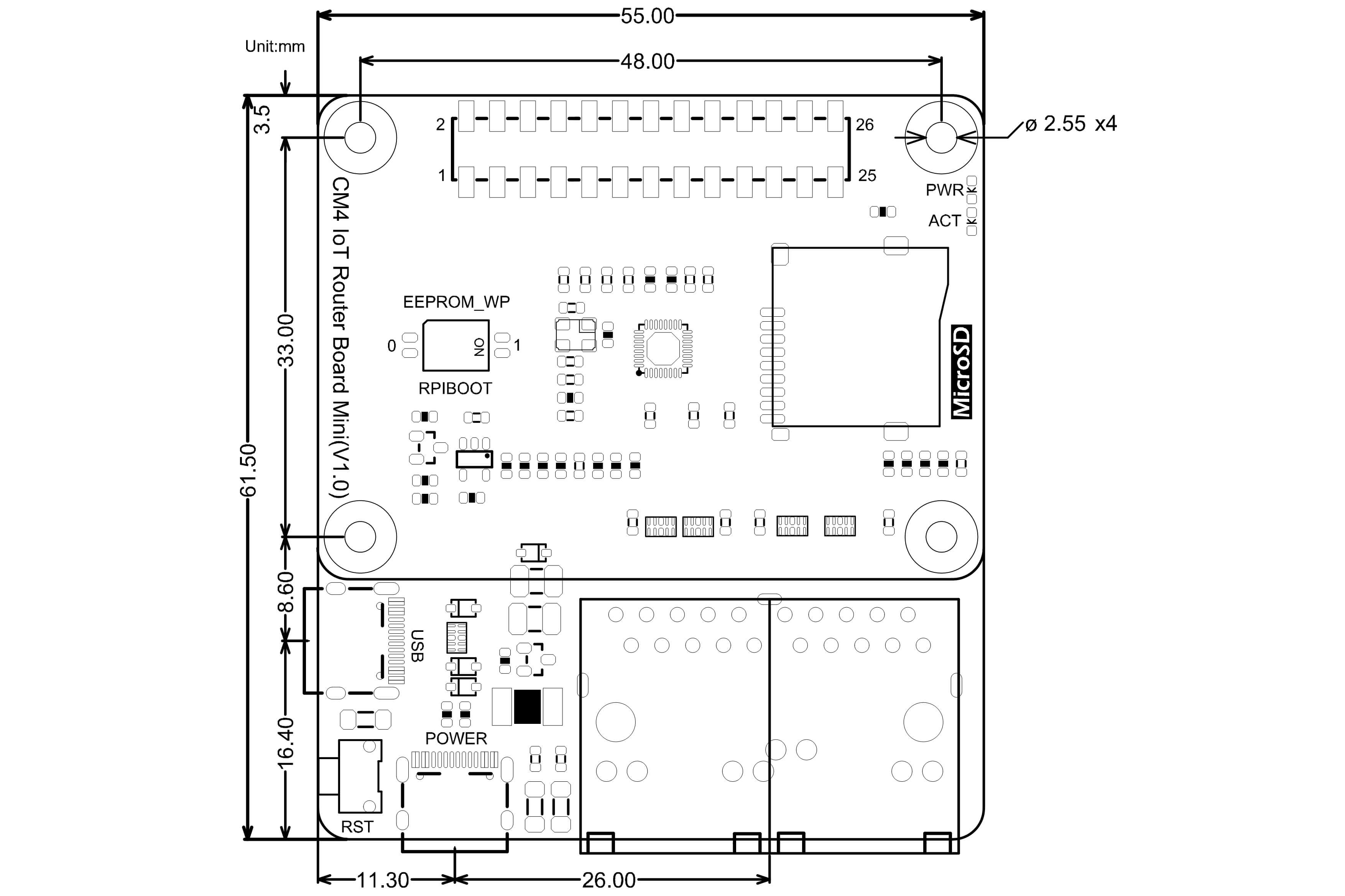 Carte mère du Raspberry Pi Compute Module 4 IoT Router Carrier Board Mini - Cliquez pour agrandir