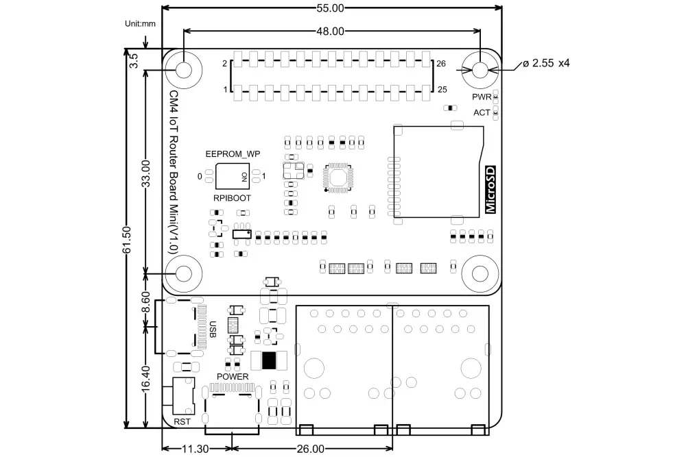 Raspberry Pi Compute Module 4 IoT Router Carrier Board Mini - Click to Enlarge