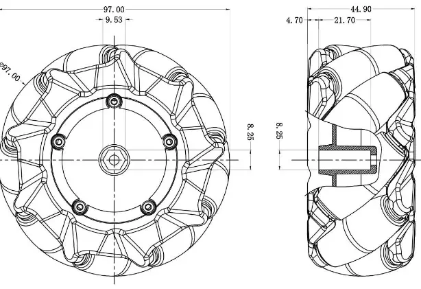 Roue DFRobot Black Mecanum (97mm) - Gauche - Cliquez pour agrandir