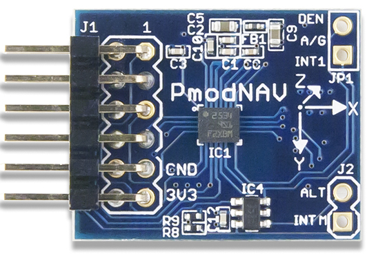 Pmod NAV 9-axis IMU Plus Barometer- Click to Enlarge