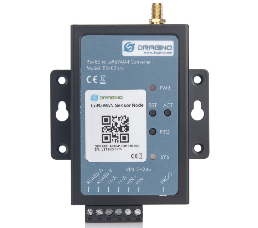 Dragino RS485-LN RS485 to LoRaWAN Converter (915 MHz) - Click to Enlarge