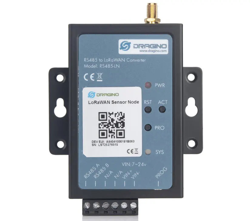 Conversor RS485 a LoRaWAN RS485-LN de Dragino (915 MHz) - Haga Clic para Ampliar