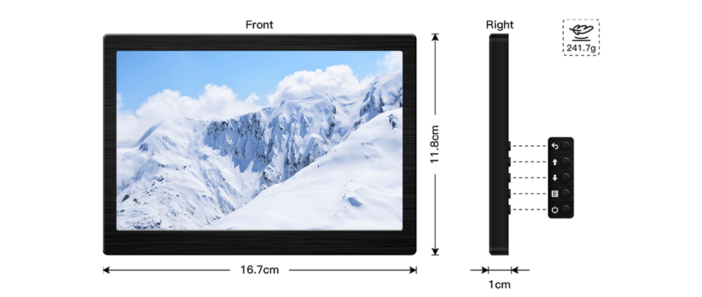 Mini Pantalla LCD Portátil SH070 7pulg 1280x800 HDMI para RPi c/ Altavoz y Soporte - Haga Clic para Ampliar