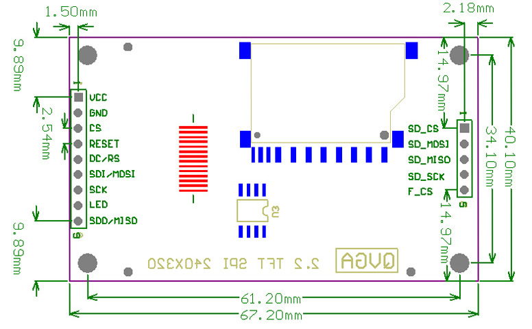 Módulo de Pantalla TFT LCD a Color de 2,2 pulg 240x320 c/ Puerto Serial Elecrow - Haga Clic para Ampliar