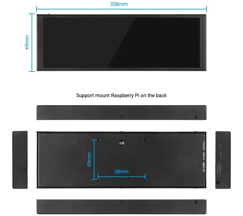 Elecrow 7.9 inch Long Strip Display 400x1280 IPS Touch Portable Monitor Kit