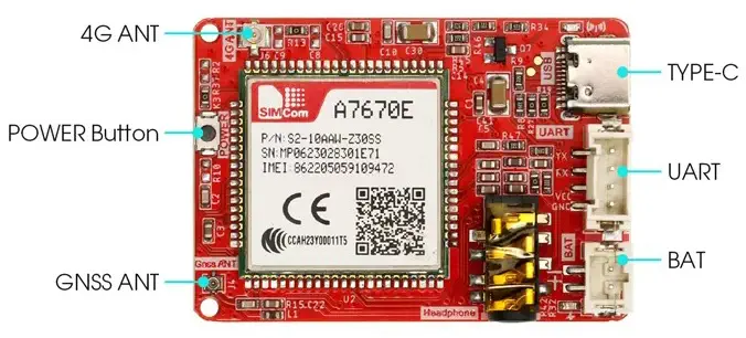 Crowtail-4G SIM A7670E Module GPS Planche de Connexion GPS/GLONASS/BDS