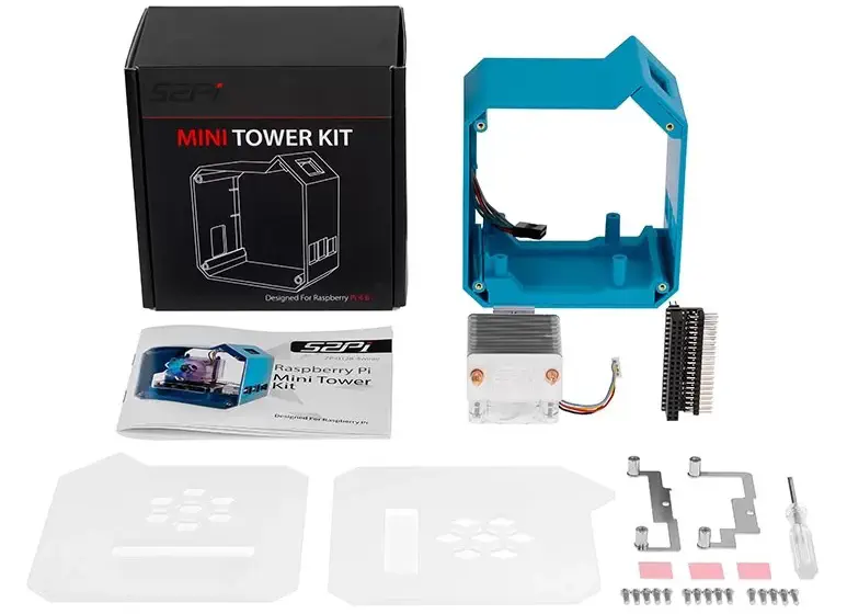 Raspberry Pi Mini Tower Power Kit mit ICE Tower Kühler & 0,96-Zoll OLED Display