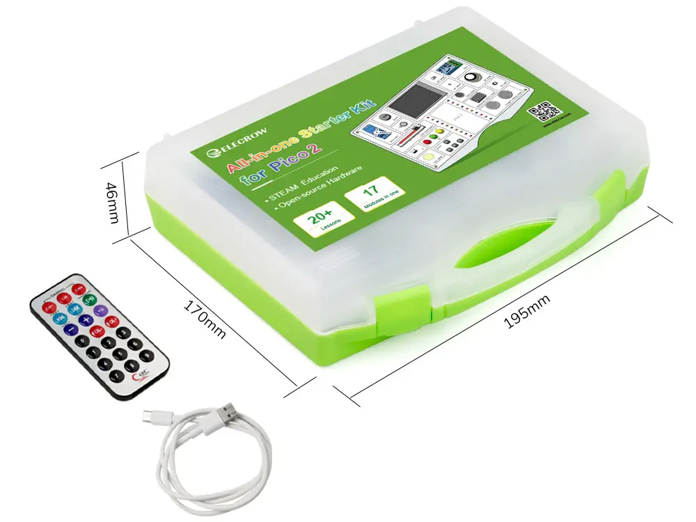 Elecrow All-in-1 Starter Kit für Pico 2 RP2350 mit Common Board Design, 17 Sensoren & 21 Lektionen