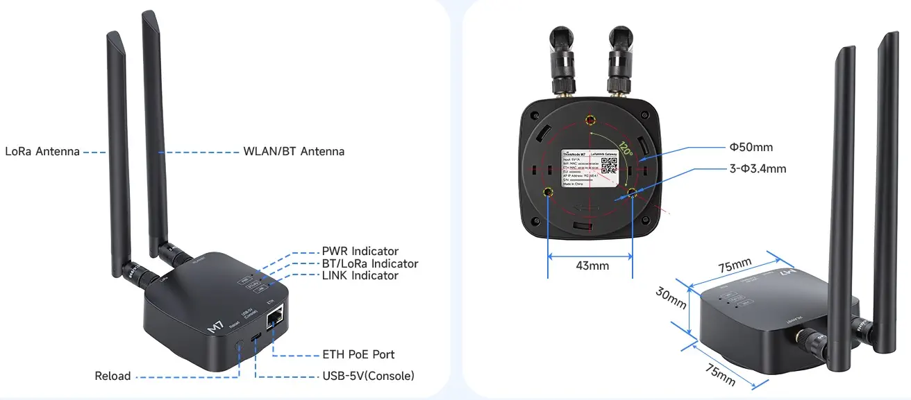 ThinkNode M7 Meshtastic Gateway Hardware Overview - Dimensions