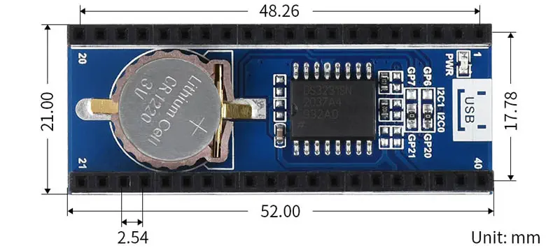 Raspberry Pi Pico RTC Module Onboard DS3231 Chip - Click to Enlarge