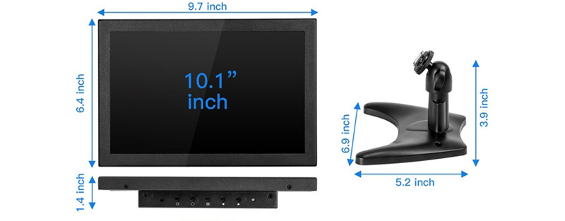 10.1inch TFT-LCD Monitor 1280x800 Color GC1016 w/ AV1 VGA HDMI BNC USB & Speaker- Click to Enlarge