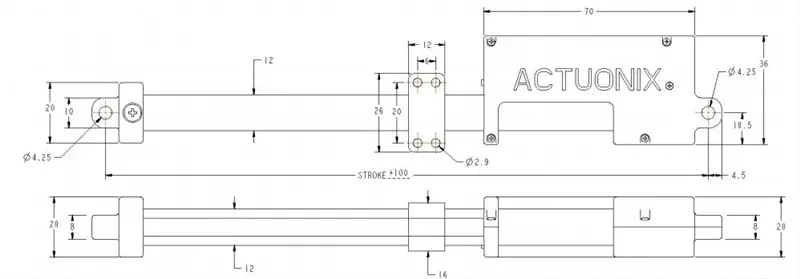 Micro-actionneur linéaire T16, 200 mm, 256:1, 12 V avec retour de potentiomètre