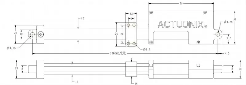 T16 Mini Linear Actuator, 200mm, 256:1, 12V w/ Limit Switches