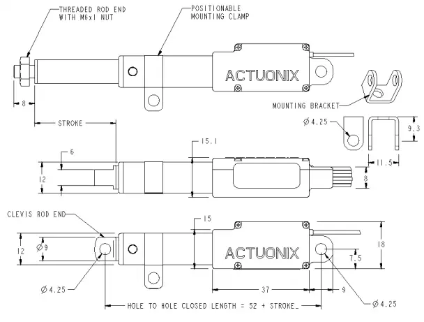 Actuonix L12-R Mikro-Linearservo 30 mm 100:1 6 VDC