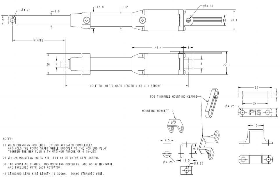 Actuonix S20 100 mm Miniatur-Linear-Schrittantrieb - Zum Vergrößern klicken