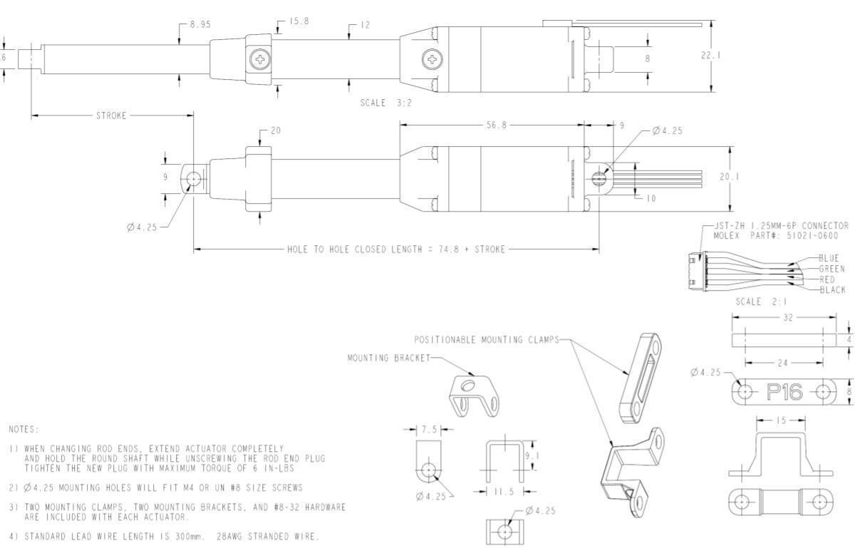Mini Actuador Lineal Paso a Paso S20 de 15mm Actuonix - Haga Clic para Ampliar
