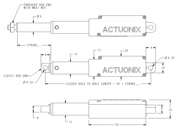 Actuador lineal en miniatura Actuonix L16-S de 30 mm, 63:1, 12 V, con interruptores de límite