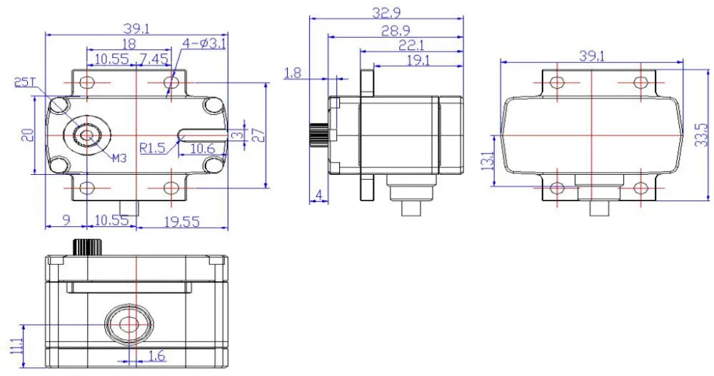 Servo PWM Impermeable Sin Escobillas de 12V 7kg.cm - Haga Clic para Ampliar