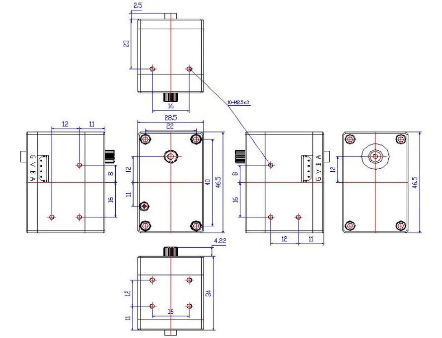 Serial Bus RS485 Servo 12V 40kg.cm - Click to Enlarge