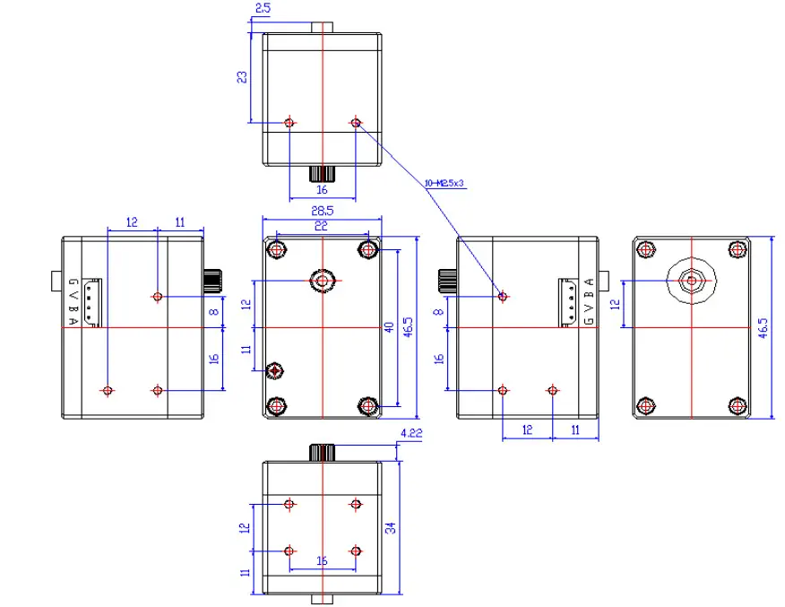 Modbus-RTU RS485 Servo 24V 45 kg.cm - Zum Vergrößern klicken