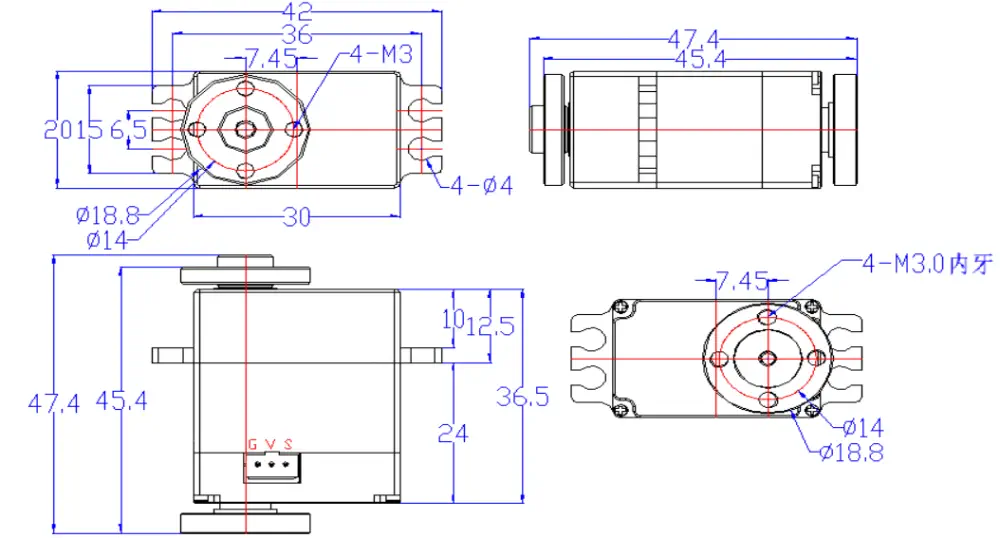 Servo s/ Escobillas de Bus Serial, Codificación Magnética de 360 grados 6V 9kg.cm