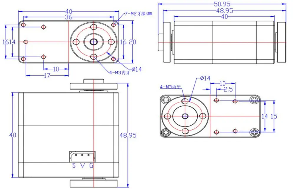 Servo sin Escobillas de Doble Eje TTL de 360 grados 12V 40kg 85RPM FeeTech