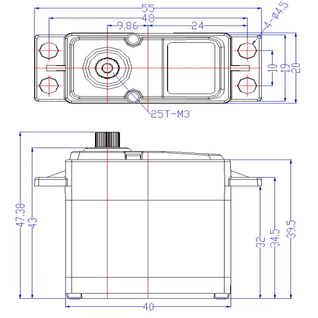 FeeTech 360 Degrees Digital Servo 7.4V 35kg/cm FT6335M - Click to Enlarge