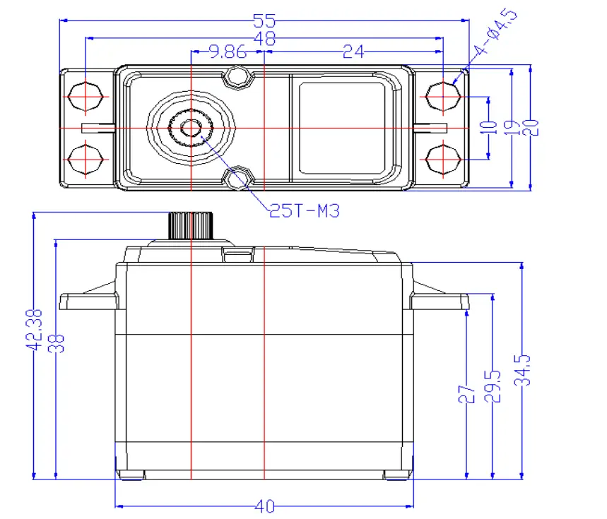 FeeTech 180 Degrees Digital Servo 7.4V 35kg/cm FI7635M - Click to Enlarge