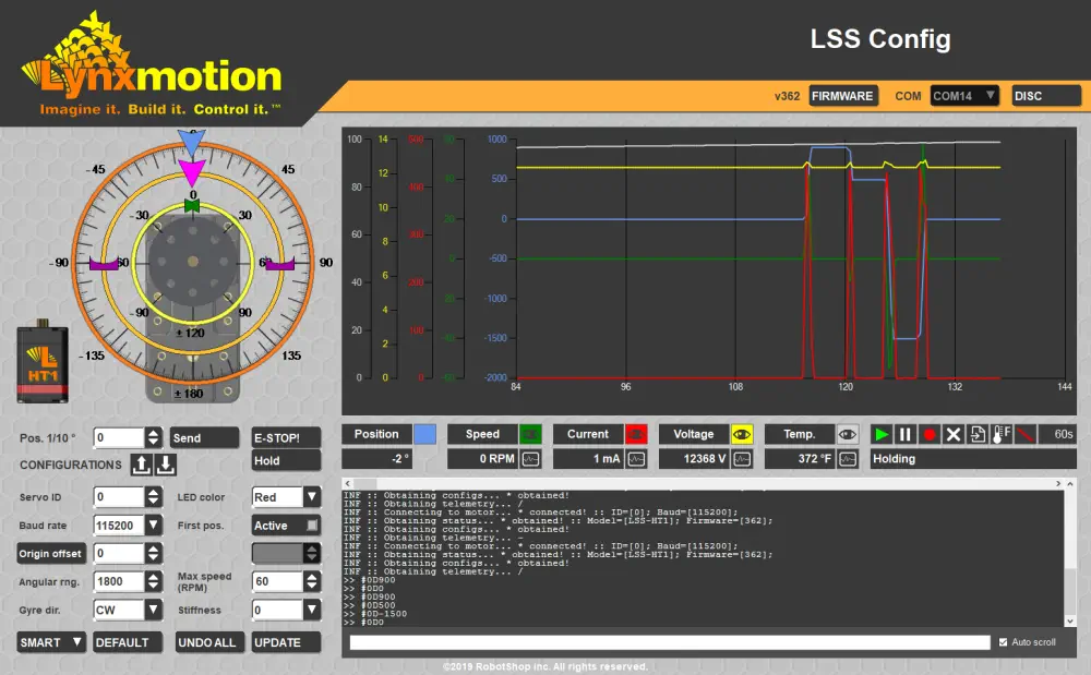 Servo Inteligente Estándar (ST1) - Lynxmotion (LSS)